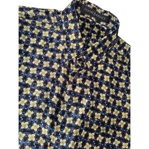 Jhane Barnes Shirt Men's Medium Silk Abstract Psychedelic Op Art Designer Vtg